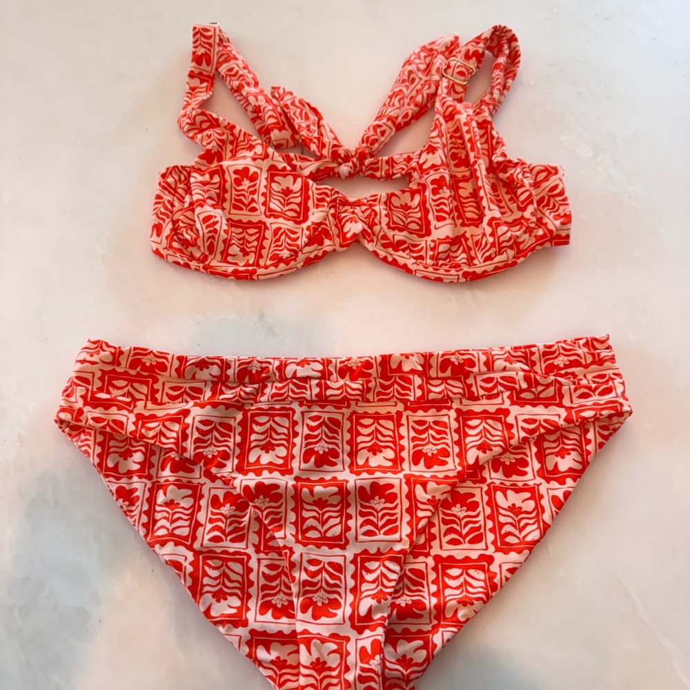 Red Patterned Bikini Set - Women Swim Bikini